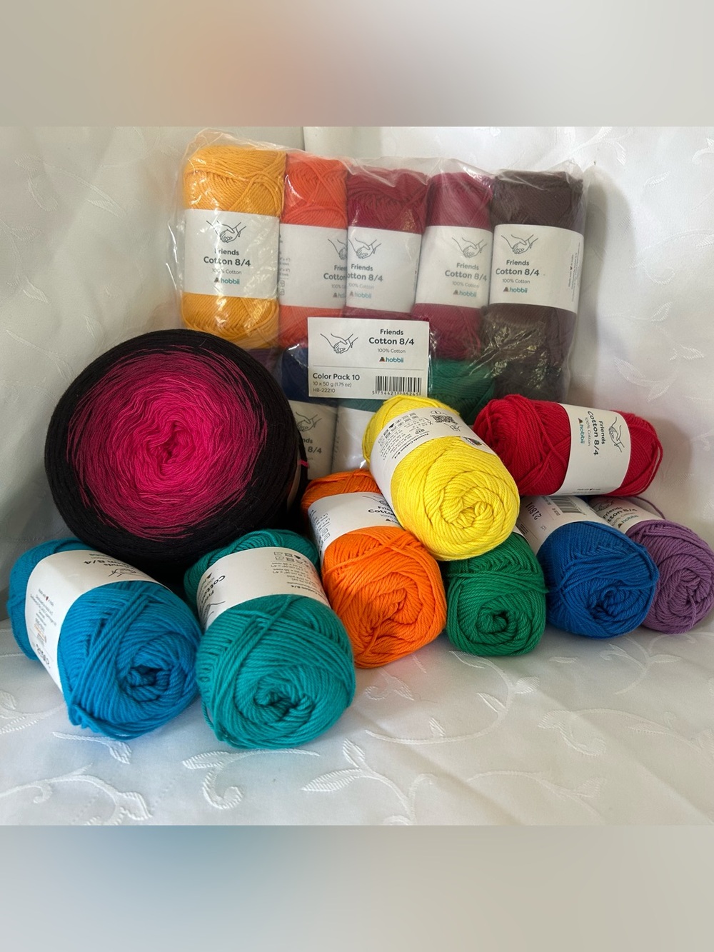 Friends Hobbii Cotton 8/4 Multi-Color Yarn lot Bundle